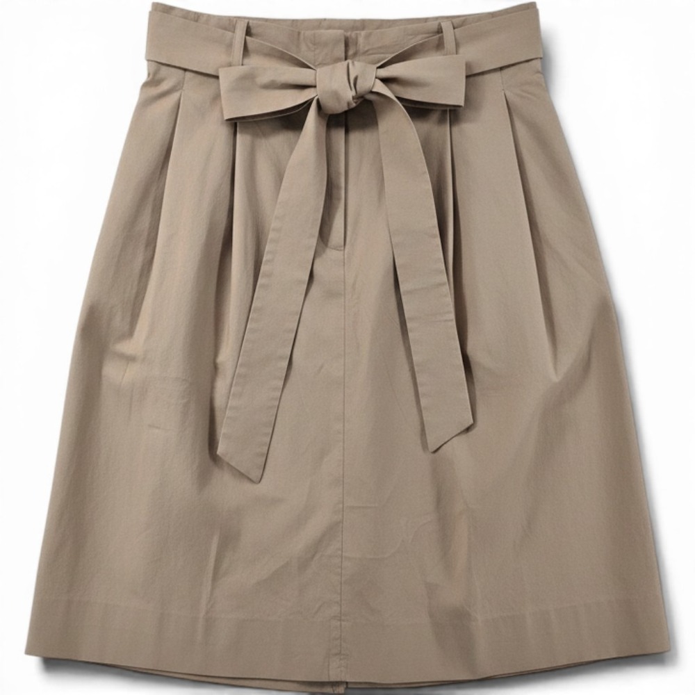 COS Beige Midi Skirt with Bow Tie Waist